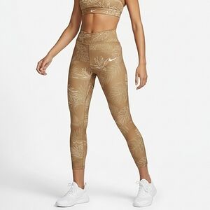Nike one Luxe Leggings Womens Size 1X Dri Fit Gold Yoga Athletic Leaf Print